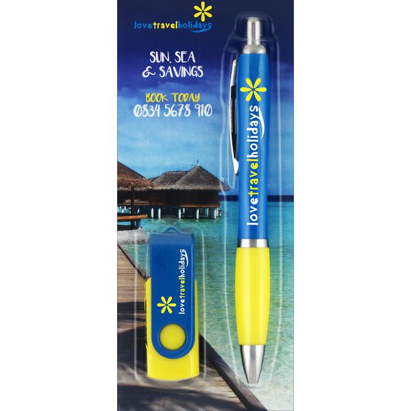 Full Colour Branded Promotional Pen & USB