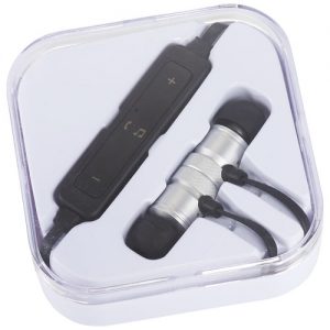 Wireless earbuds in case - mck promotions silver black