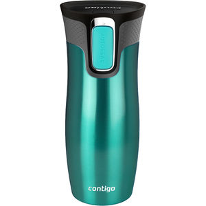 West Loop Thermal Mug The West Loop Thermal Mug has an ergonomic shape and offers the high quality that you would expect from Contigo drinkware. It has the patented Autoseal? technology, which makes the mug 100% spill-proof and leak-proof. Simply press the button to sip from the cup and release to seal. The double-wall design has stainless steel inside and out, with vacuum insulated technology to keep beverages hot for up to 4 hours and cold for 12 hours. 470ml capacity. BPA free.