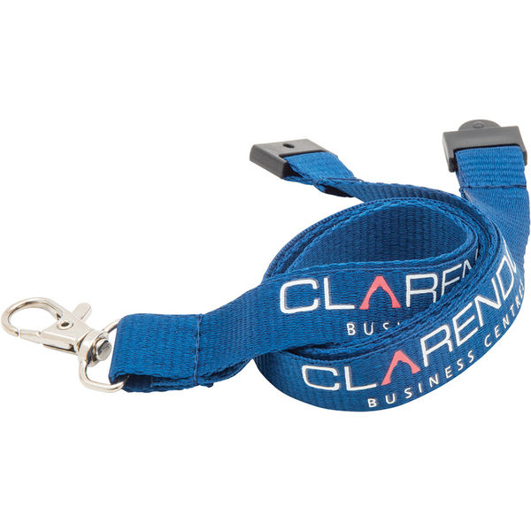 15mm flat polyester lanyard (blue)-- mck promotions