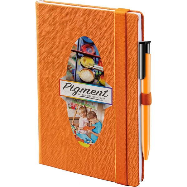 denim colour notebook (orange)- mck promotions