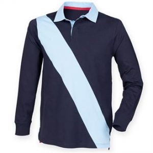 Diagonal stripe rugby shirt - tag free (navy))- mck promotions