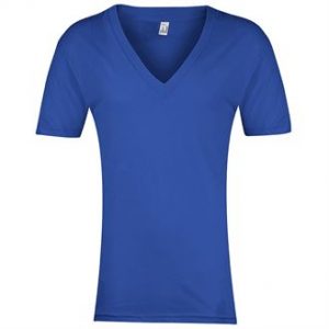 Sheer jersey short sleeve deep v-neck (blue)- mck promotions