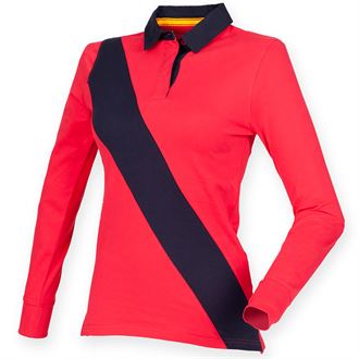 Women's diagonal stripe rugby - tag free - MCK PROMOTIONS
