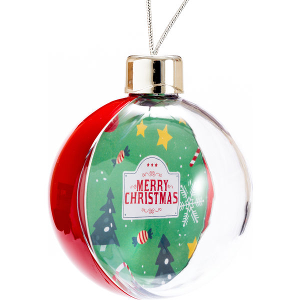 Large Round Bauble with solid red or white colour back - mck promotions