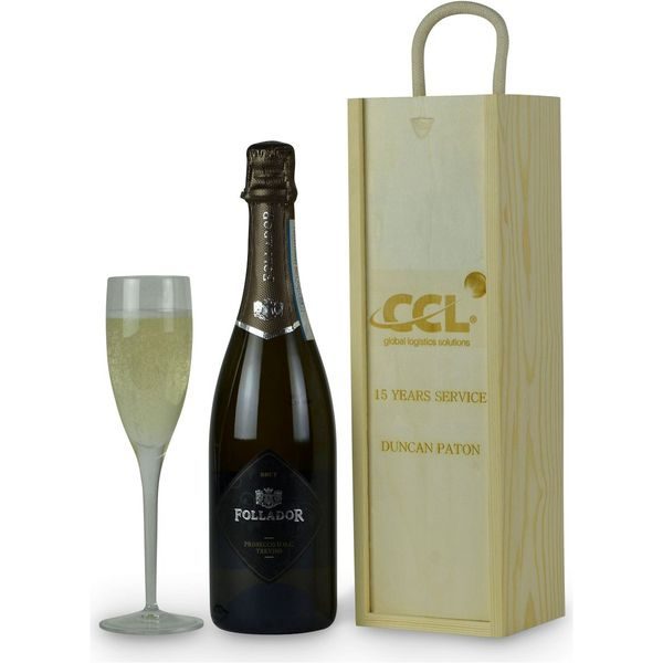 Personalised Wooden Gift Box with Prosecco- MCK Promotions