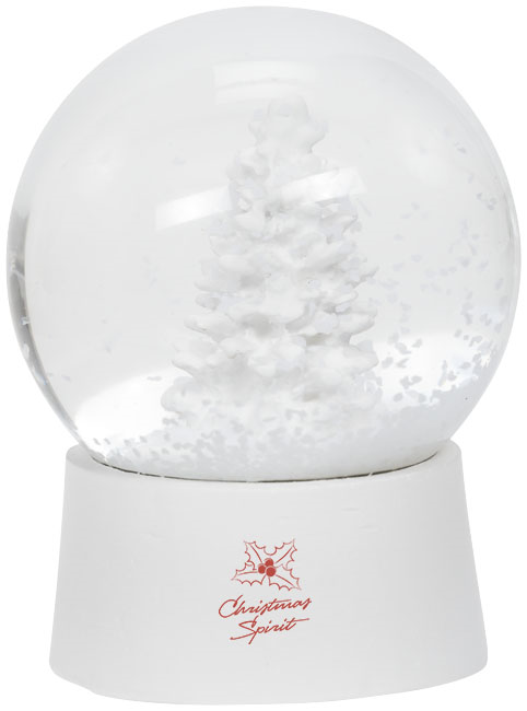 Snow Globe, white (with christmas spirit logo)- MCK Promotions