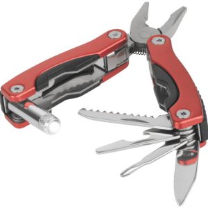 Casper 8-function multi-tool with LED flashlight, red - MCK Promotions