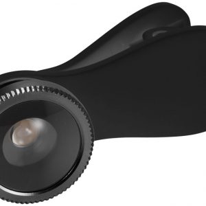 Fish-eye smartphone camera lens with clip, solid black- MCK Promotions