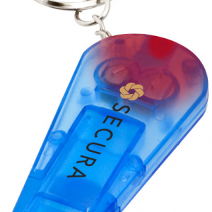 Spica whistle and LED keychain light, transparent blue- mck promotions
