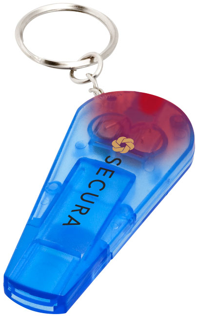 Spica whistle and LED keychain light, transparent blue- mck promotions