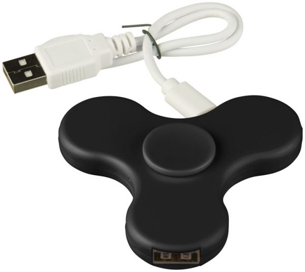 Spin-it Widget USB Hub, solid black- MCK Promotions