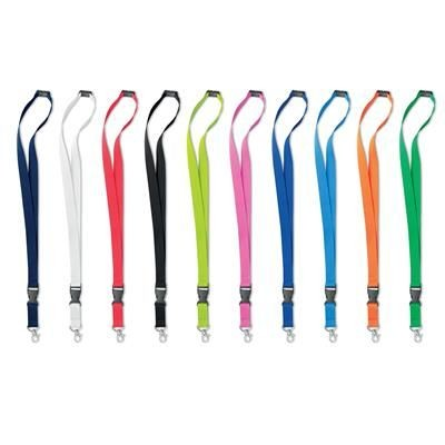 Lanyard With Detachable Buckle, Safety Breakaway And Lobster Style Clip For Badge Holders Or Event Passes. Great For The Office, Corporate Events, Concerts And Gigs. Available in: Black, Dark Blue, Red, White, Green, Orange, Light Blue, Mid Blue, Pink, Lime Green. Minimum Quantity: 250.